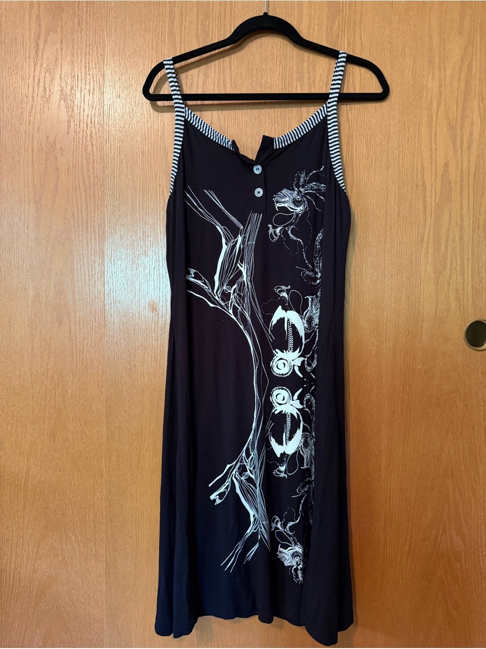 Black Printed Spaghetti-Strap Dress - Women